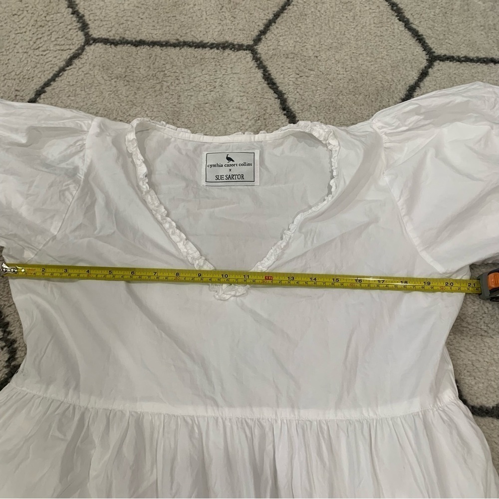 Sue Sartor x Cynthia Cazort Collins Dress High Low Midi Ruffle Tiered in White - Picture 6 of 8